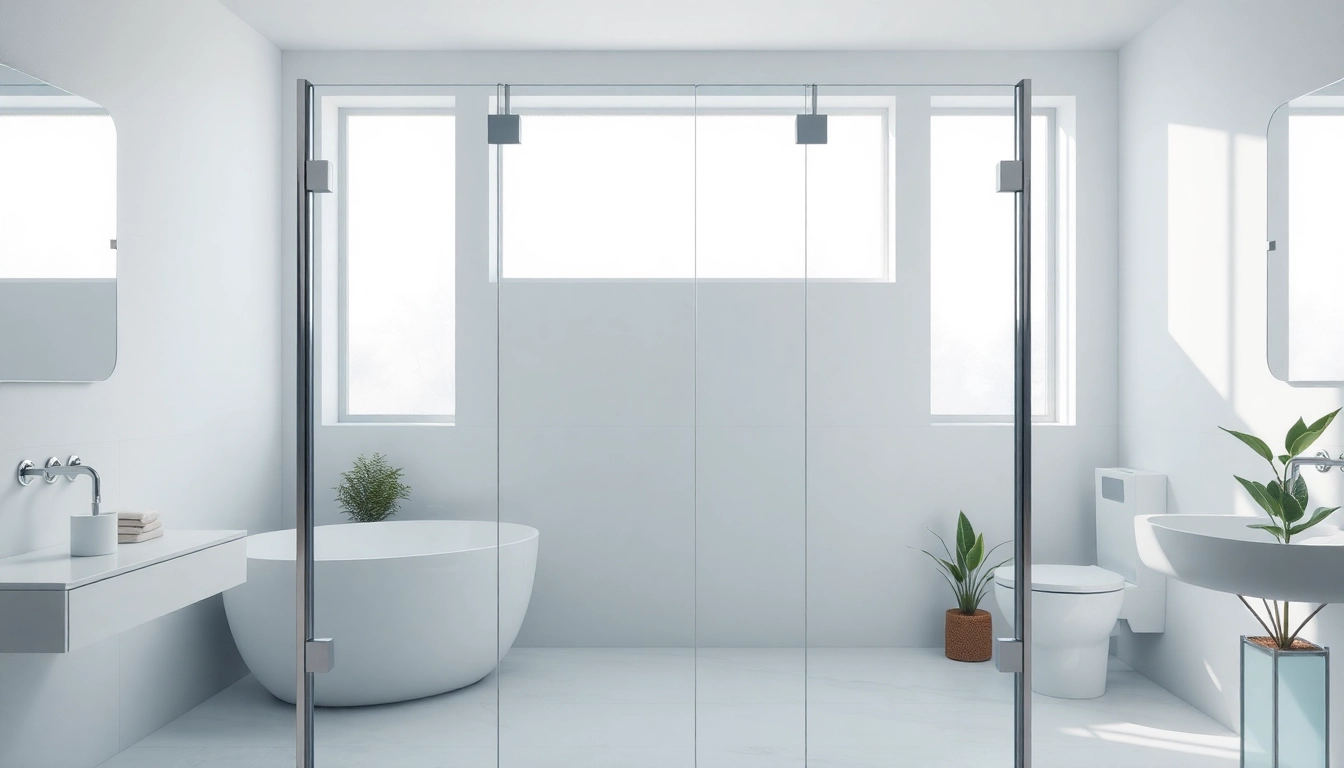 Showcasing semi-frameless shower screens in a modern bathroom with elegant designs and ample natural light.