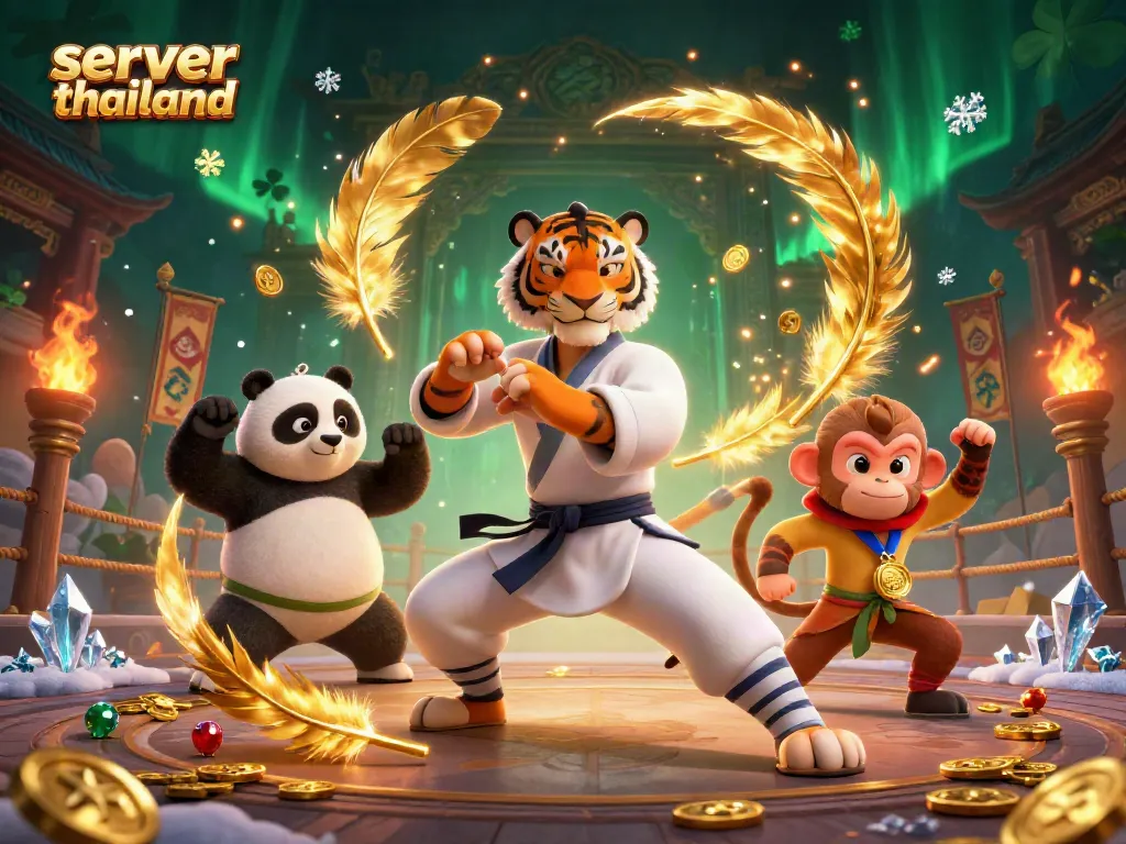 Experience the thrill of gaming on a server thailand with a majestic tiger and friends in action.