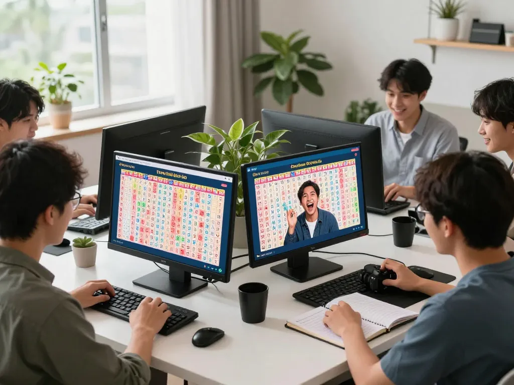 Excited player engaged in live draw hk lotto on modern device, celebrating real-time results.