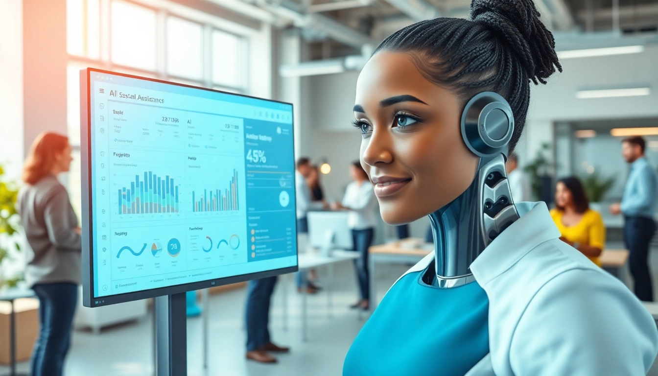 Enhance productivity with an AI assistant for enterprise teams collaborating in a modern office.