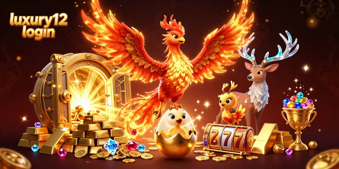 Experience thrills with luxury12 login in a vibrant casino scene filled with treasures and slot elements.