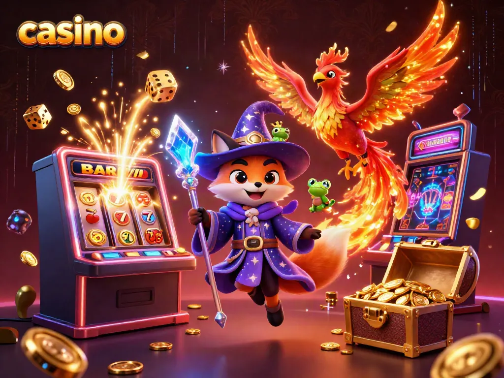 Experience thrilling casino excitement with a mystical wizard fox, phoenix, and treasures galore.