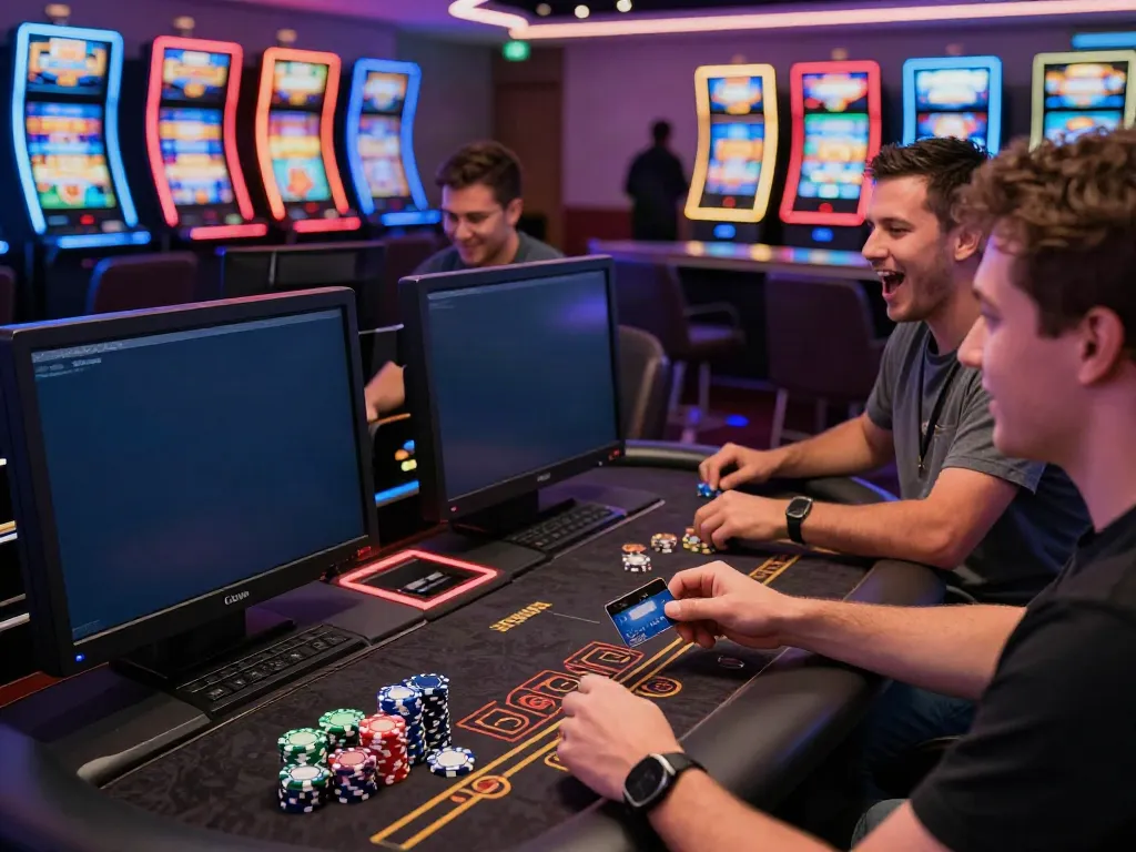 Players enjoying online casinos that accept credit cards in a vibrant gaming environment.