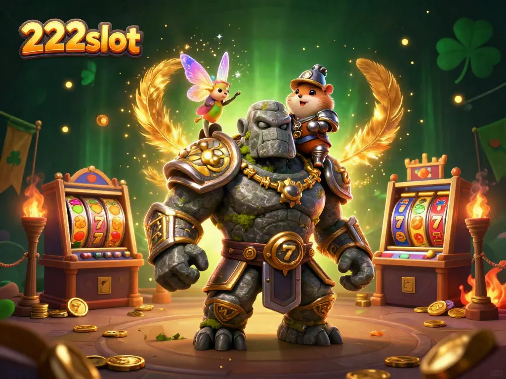 Menangkan permainan slot dengan 222slot di arena magis yang menampilkan golem kuno dan kesatria hamster.