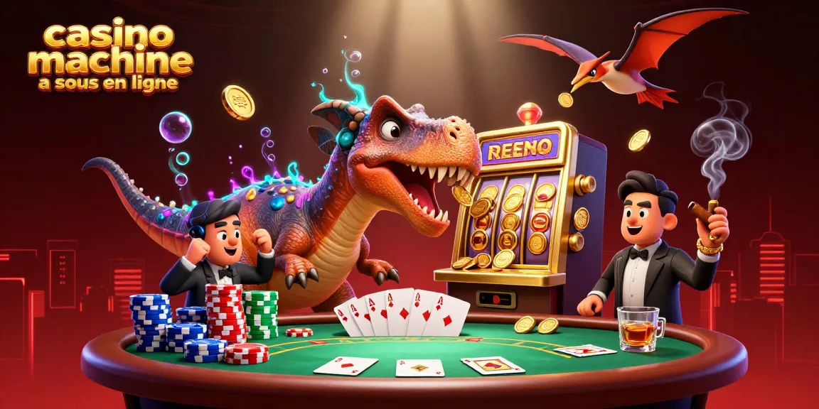 Gagnez gros avec les machines à sous en ligne au casino, illustré par un pachycephalosaurus et un ankylosaure excités.