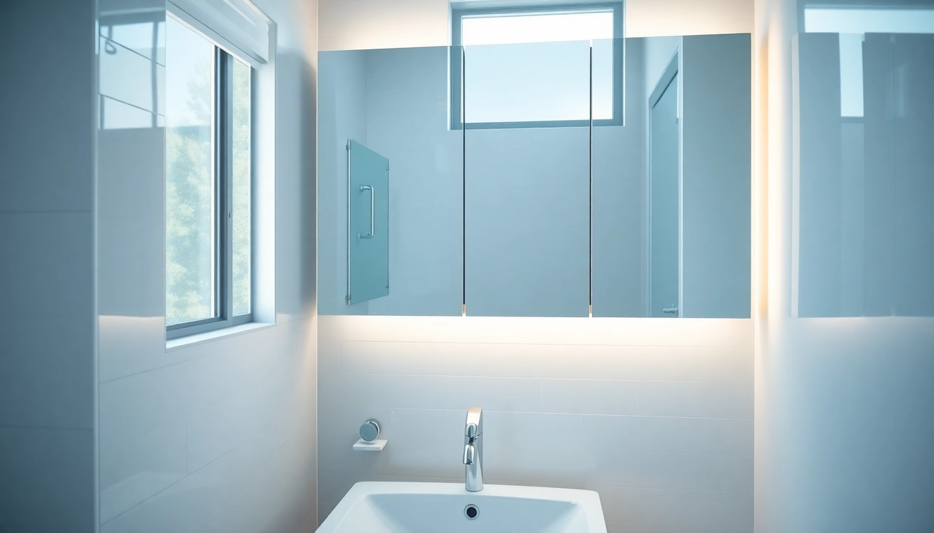 Explore a mirrored bathroom cabinet with light showcasing sleek design and integrated illumination.