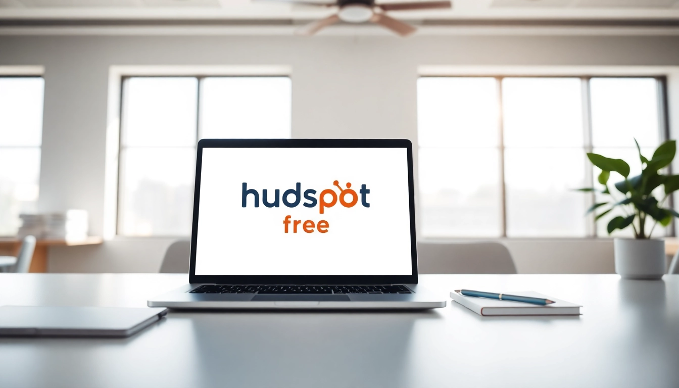 Engaging workspace showcasing hubspot free on laptop with a clean and bright atmosphere