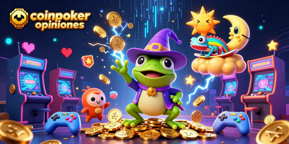 Scopri le opinioni su CoinPoker attraverso una vivace illustrazione 3D di un mago della pioggia e un camaleonte.