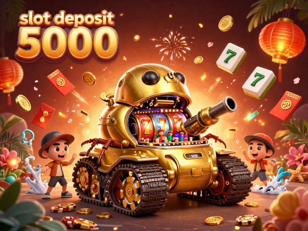 Engage in exhilarating gameplay with our slot deposit 5000 illustrated scene capturing vibrant casino excitement.