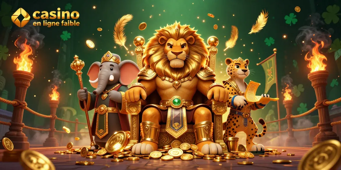 Retrouvez sur notre illustration 3D royale les personnages de casino en ligne fiable, avec un lion majestueux et ses conseillers.