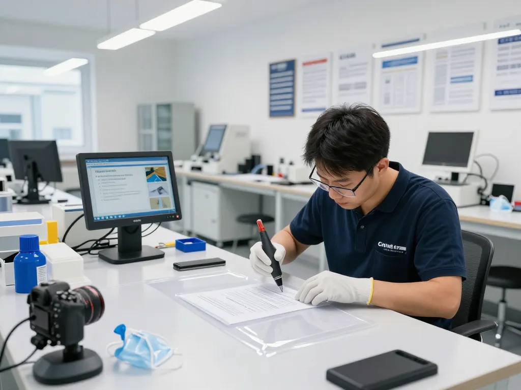 kỹ thuật viên gỡ ép plastic hà nội an toàn tháo bỏ lớp nhựa khỏi tài liệu trong một xưởng hiện đại