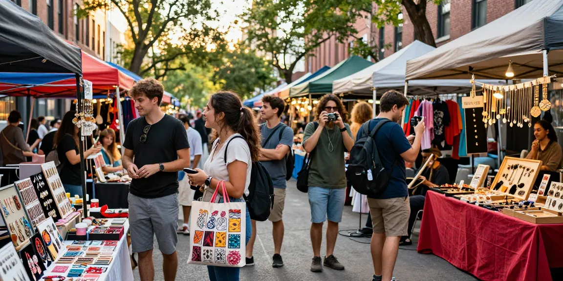 Friends shopping at a vibrant urban marketplace, featuring unique artisan products, promoting https://forumup.org/shop/search.php?ca_id=&addr1=&addr2=&addr3=&schKeyword= in a lively atmosphere.