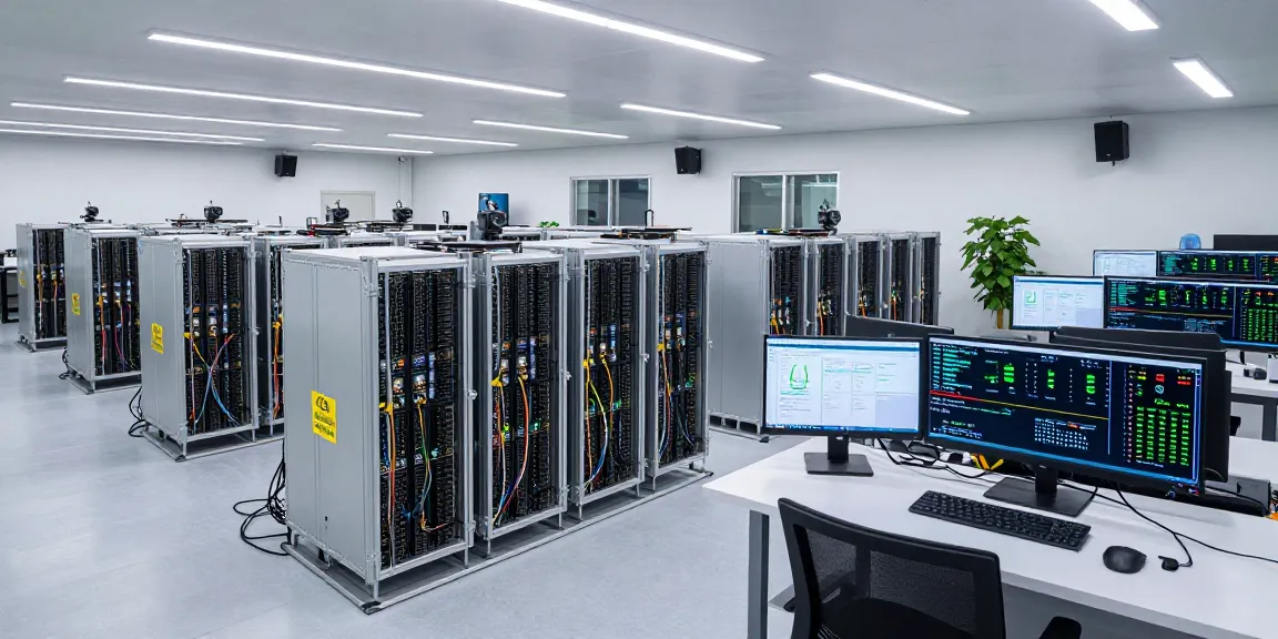 bitcoin mining farm operational space with advanced technology and performance metrics