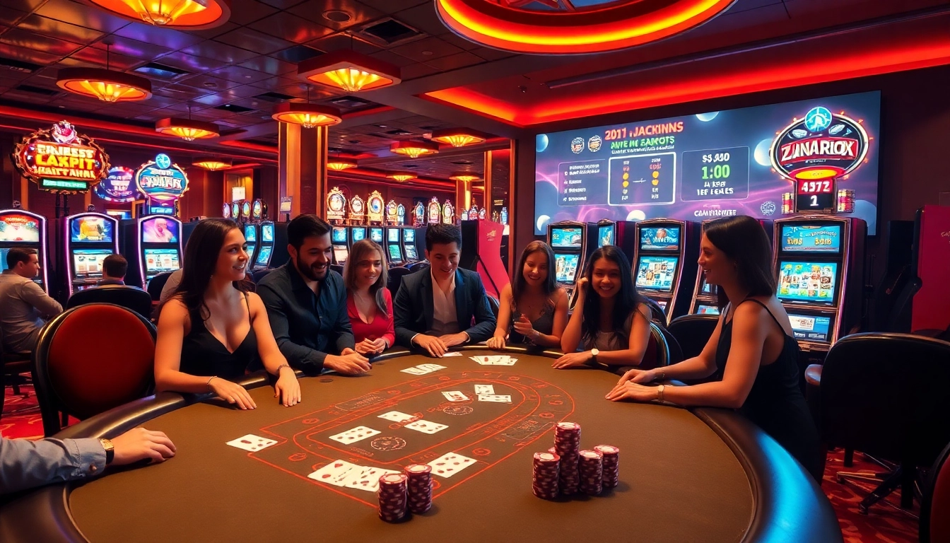 Gambling excitement at a luxurious casino table, showcasing zonafilm-themed poker chips and cards.
