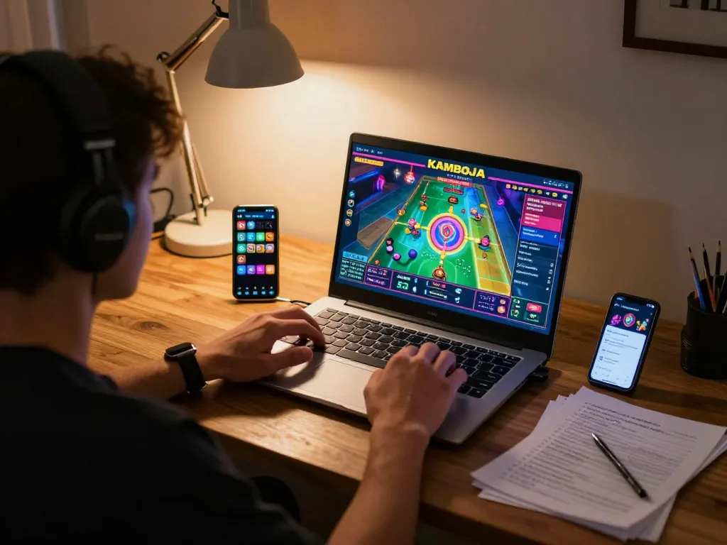 Engaging session at a slot server kamboja online game with an intense player focused on gameplay.