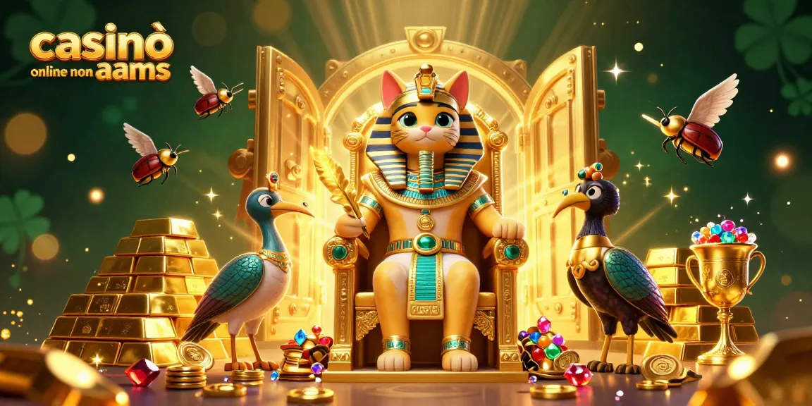 Gioca ai casinò online non AAMS con pharaoni e tesori in un'illustrazione ricca di dettagli.