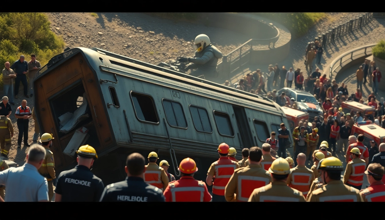 spain train crash scene showcasing emergency responders and wreckage details