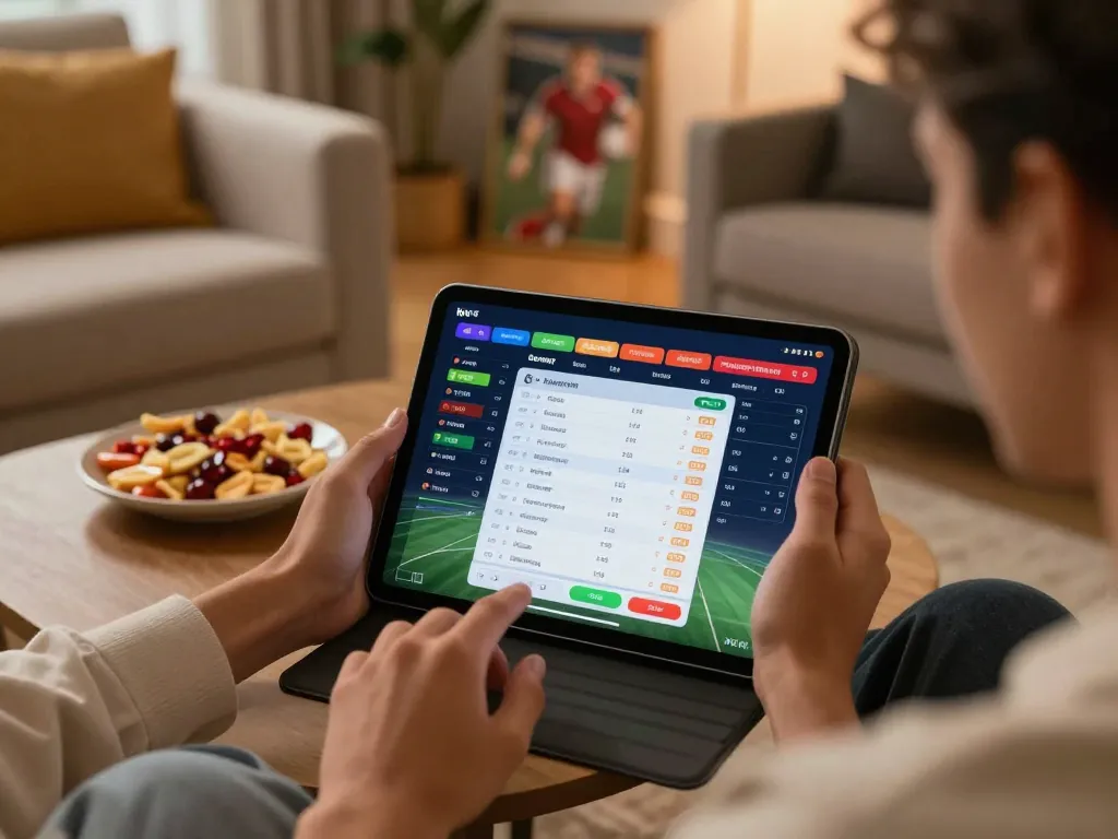Betting on Canada online casinos reddit through a tablet in a cozy living room