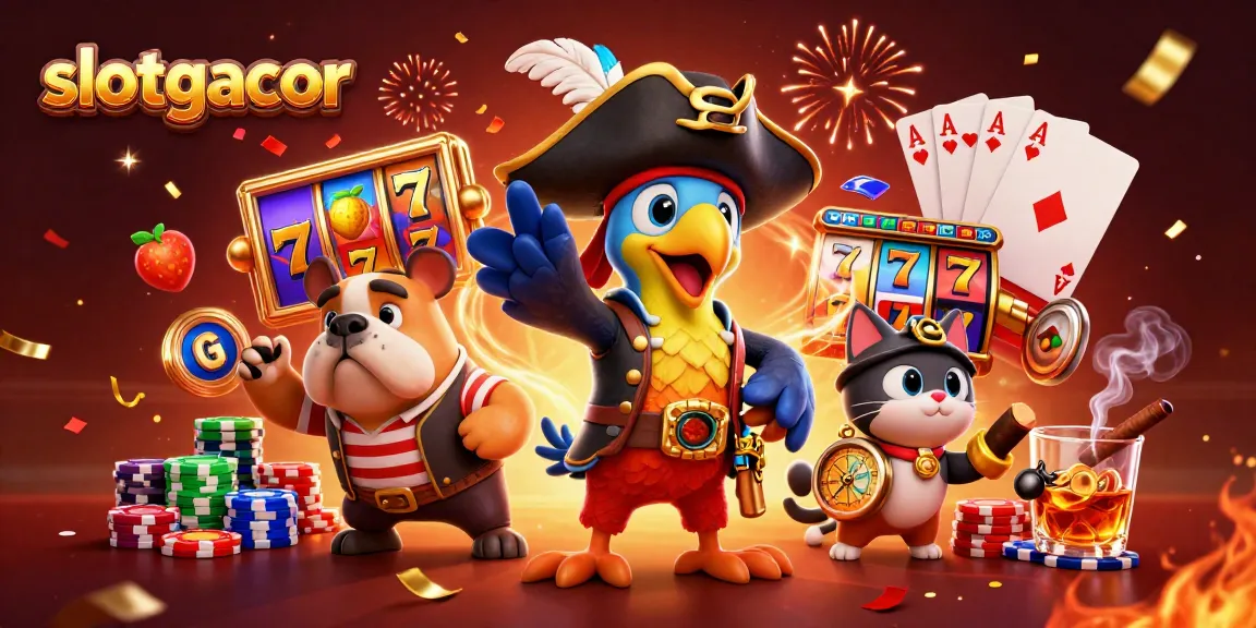 Experience slotgacor excitement with colorful slot reels and iconic symbols in this dynamic casino scene.