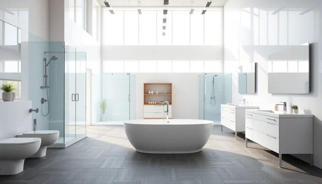 Sonni sanitär GmbH präsentiert hochwertige Badprodukte in einem eleganten Ausstellungsraum.