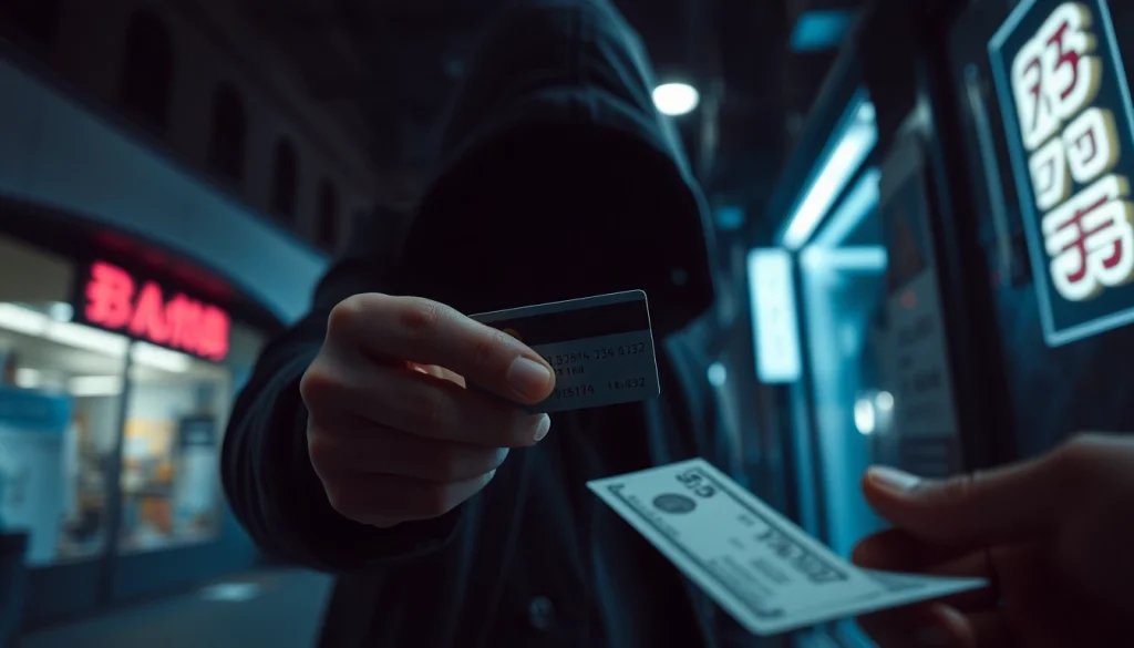 카드깡을 통해 현금을 교환하는 장면을 담고 있습니다.