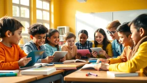 Engaged students collaborating on a project, emphasizing the importance of Education in a vibrant classroom.