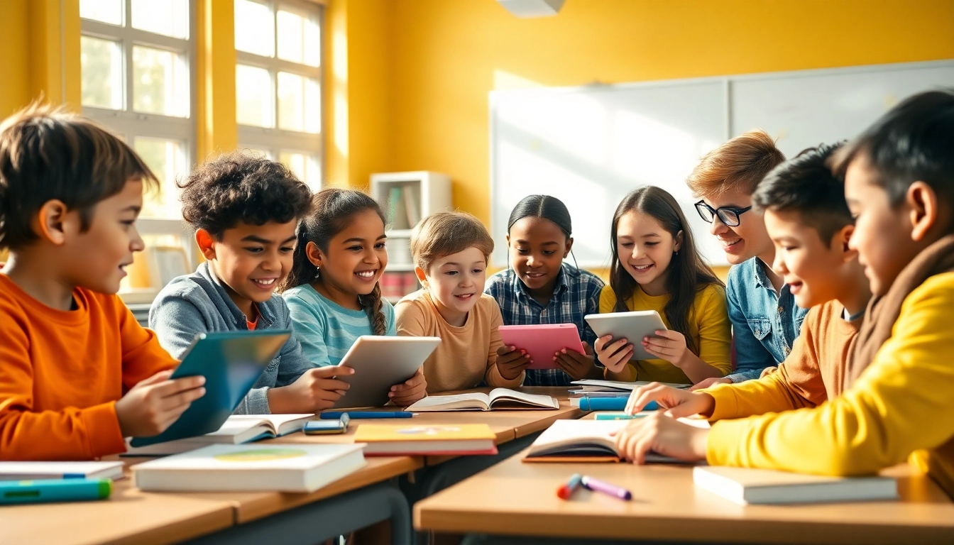 Engaged students collaborating on a project, emphasizing the importance of Education in a vibrant classroom.