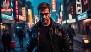 Character in a gripping scene showcasing themes better than Jack Reacher with a determined expression.