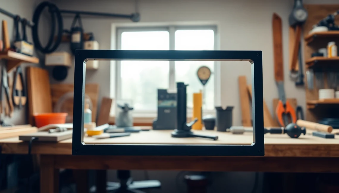 Showcase the pf940v2 frame with intricate details in a well-equipped workshop environment.