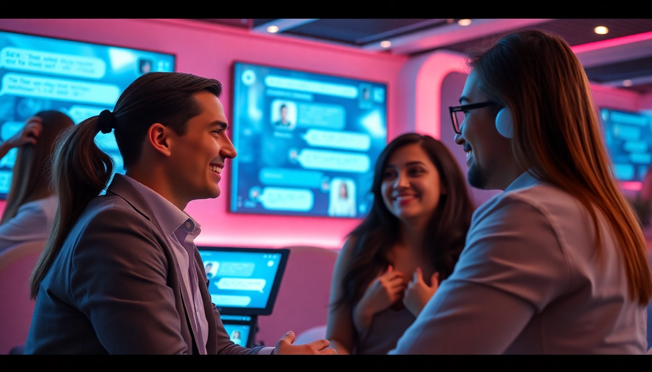 Engaging users in an intimate setting with sex chat ai technology, showcasing digital interactions.