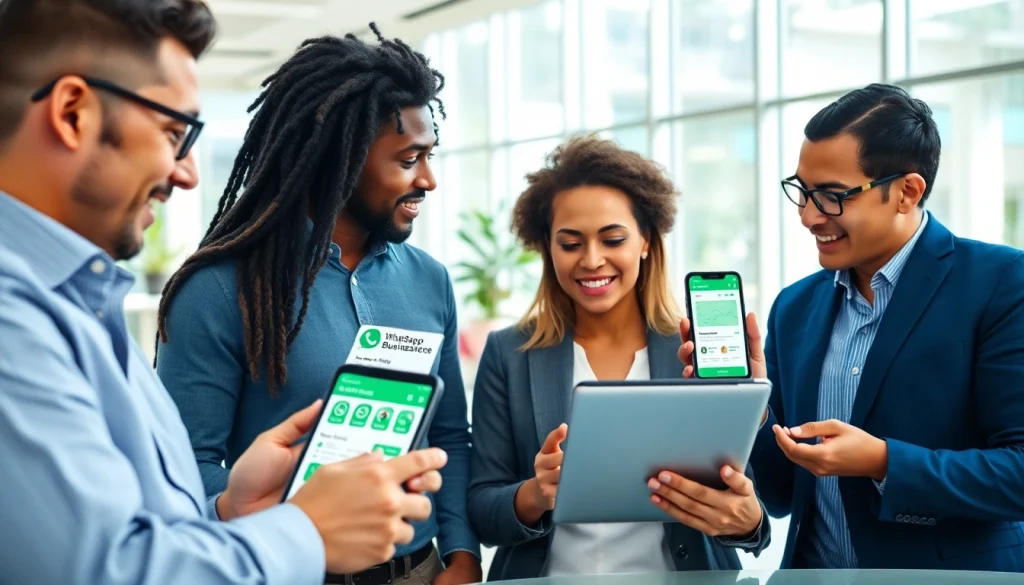 Illustration of a team using WhatsApp Business CRM for effective communication and engagement.