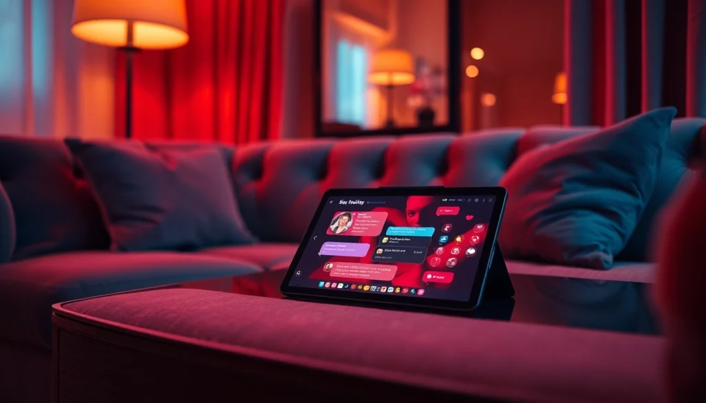 A sophisticated ambiance showcasing a sex AI chat interface, inviting conversation in a warm, intimate setting.