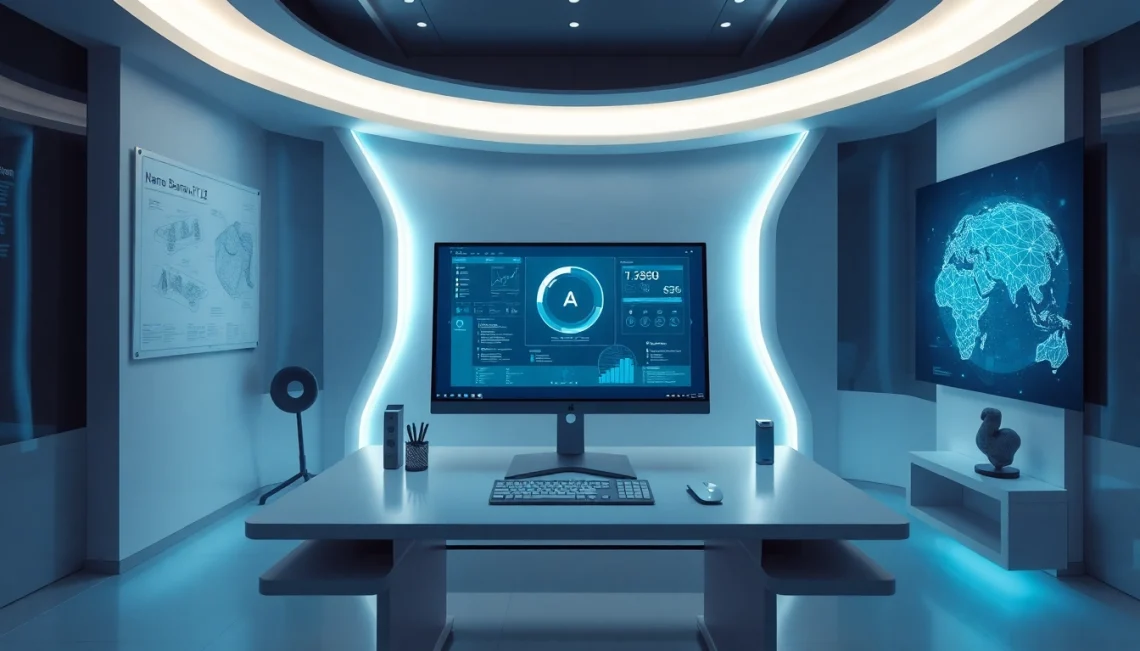 Nano banana 2 showcased in a futuristic workspace with advanced AI technology.