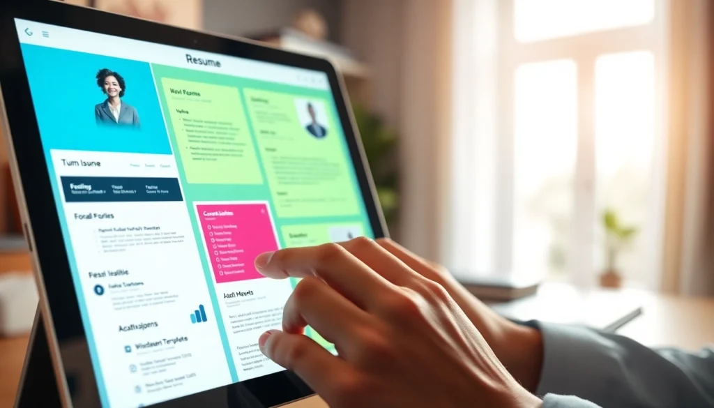 Create and customize your resume with a user-friendly Resume Builder interface showcasing various templates.