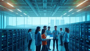 Innovative AI cloud mining bitcoin facility showcasing advanced technology and renewable energy sources.