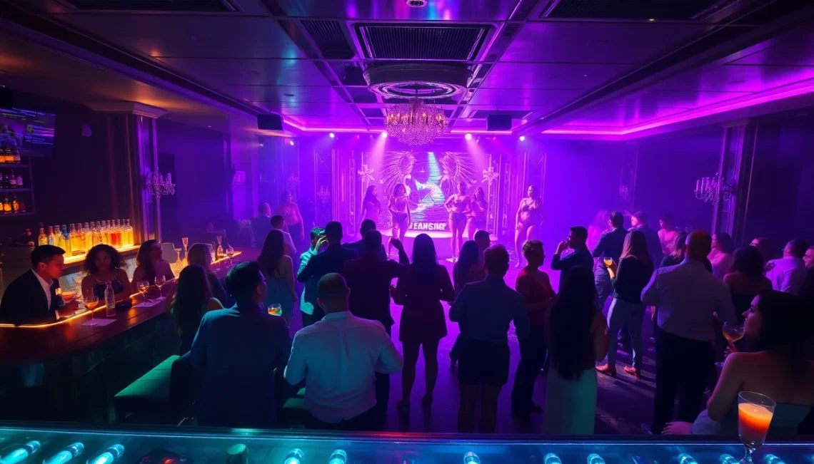 Dinner sxm experience at Club Noir with vibrant nightlife ambiance, elegant cocktails, and lively performers.