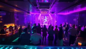 Dinner sxm experience at Club Noir with vibrant nightlife ambiance, elegant cocktails, and lively performers.