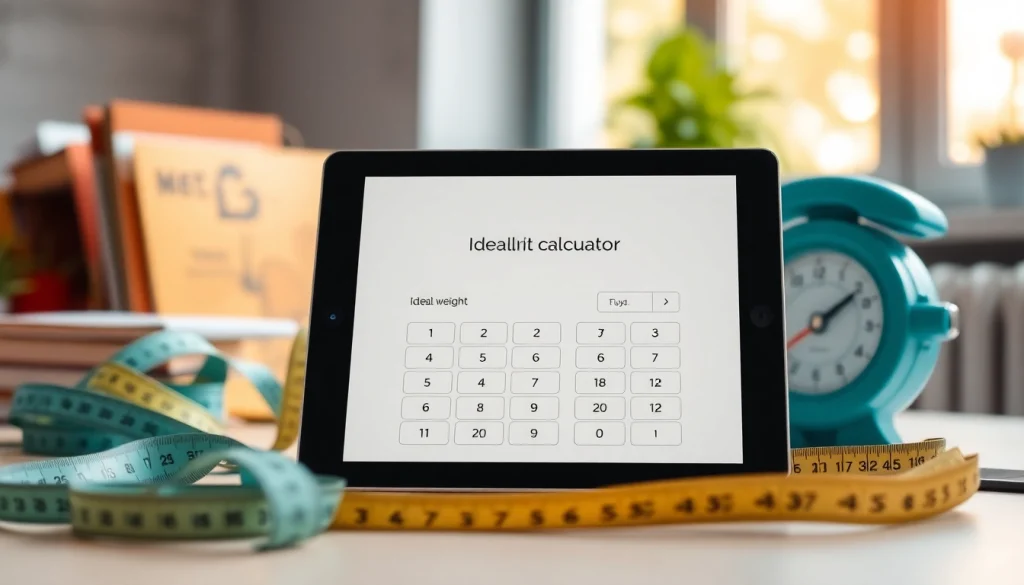 Calculate your ideal body weight using the ideal weight calculator on a digital tablet.