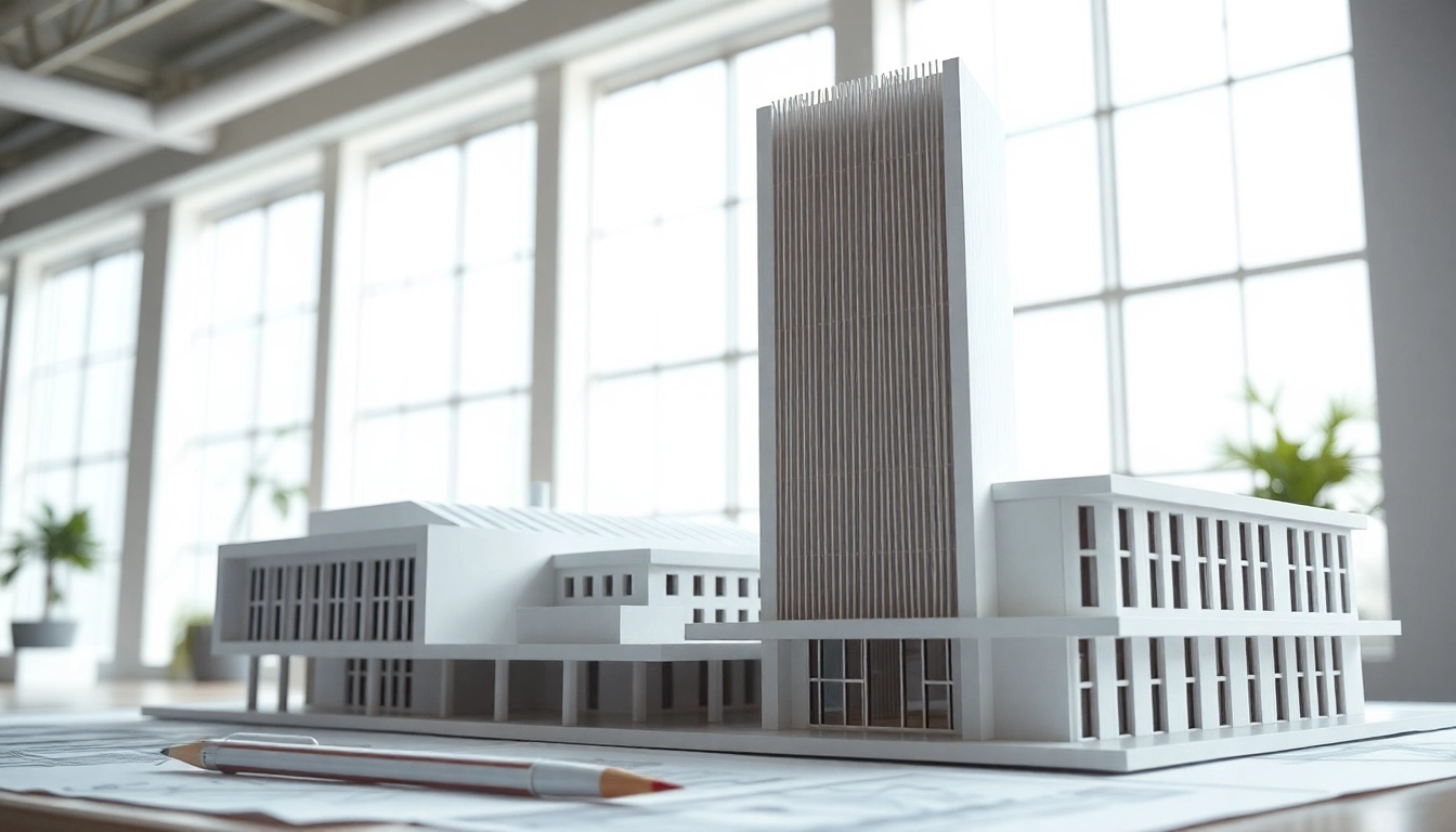 Das architekturmodellbau Freiburg zeigt ein präzises architektonisches Modell in einem professionellen Arbeitsumfeld.