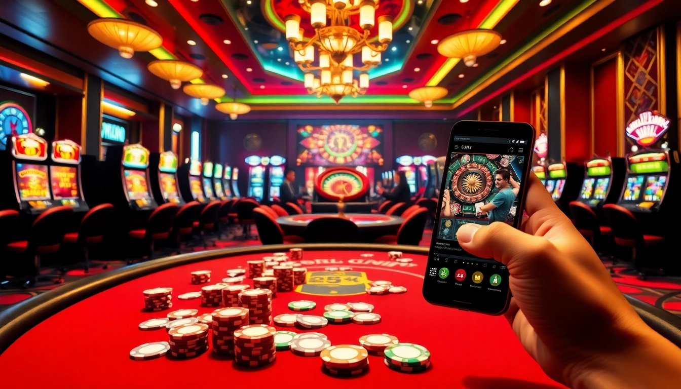 Rasakan sensasi Depo 5k dengan visual permainan kasino yang hidup, menampilkan poker dan antarmuka digital.