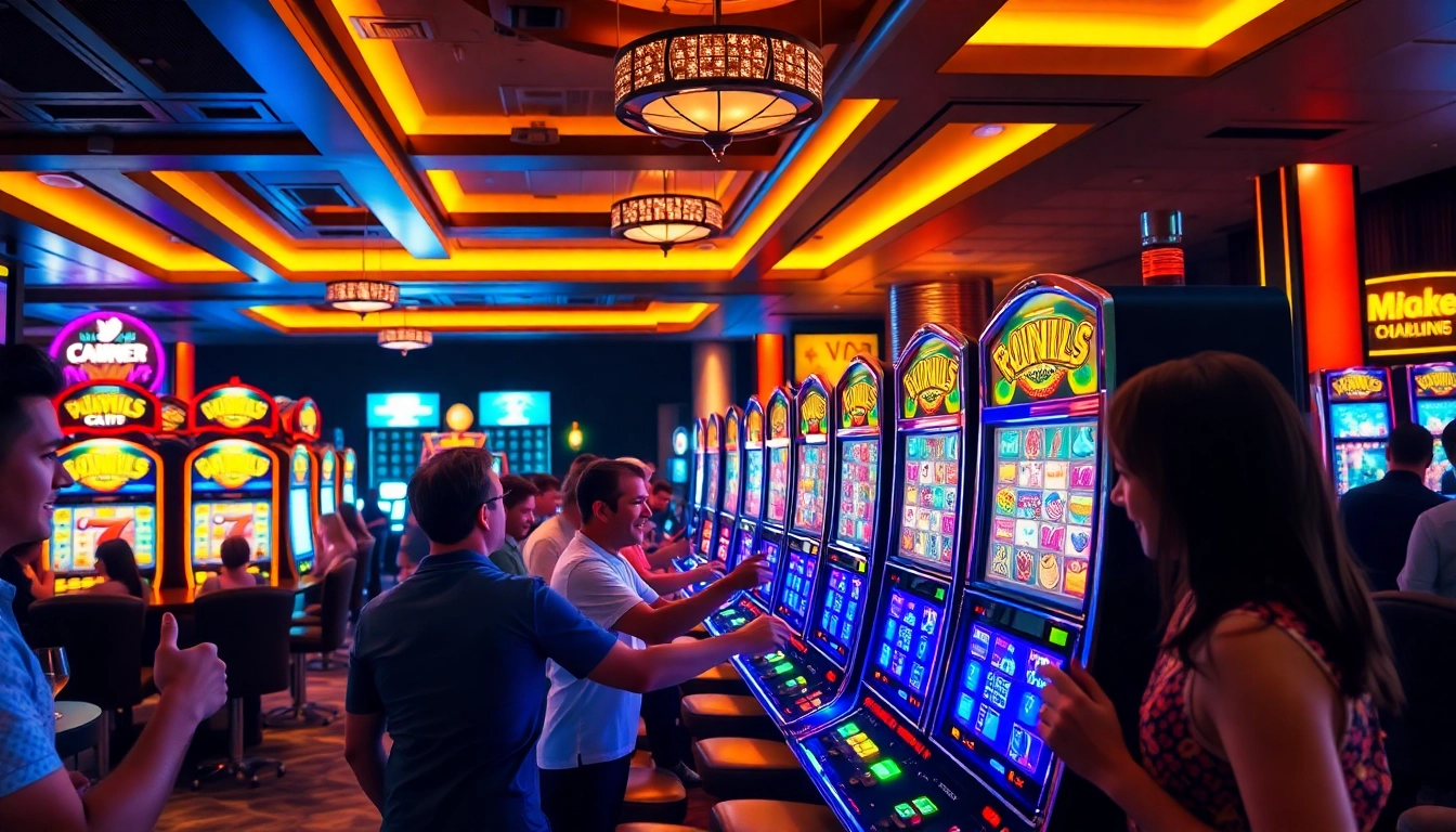 Slot depo 1k sedang dimainkan oleh pemain yang bersemangat di kasino modern.