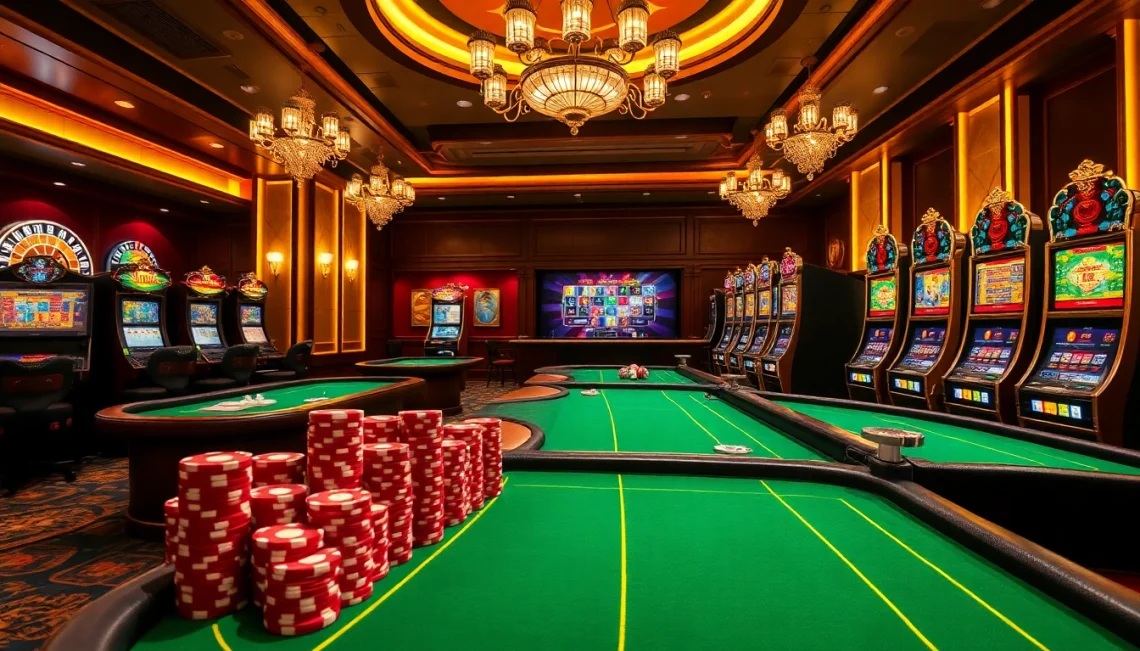 Engaging scene of luxury casino with nhà cái 789club gaming elements, highlighting excitement and professionalism.