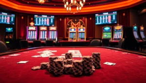 Experience the thrill of betting at 7upbet with an elegant casino scene featuring poker chips and a roulette wheel.