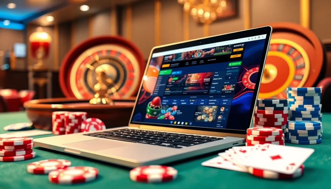 Enjoy online sports betting with the link alternatif sbobet, featuring vibrant poker chips and cards.