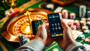 Engage with link alternatif sbobet using an online gambling interface showcasing poker chips and betting slips.