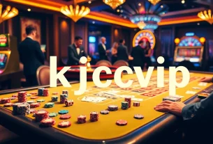 KJC VIP gaming experience showcasing a luxurious casino table with vibrant poker chips and cards.