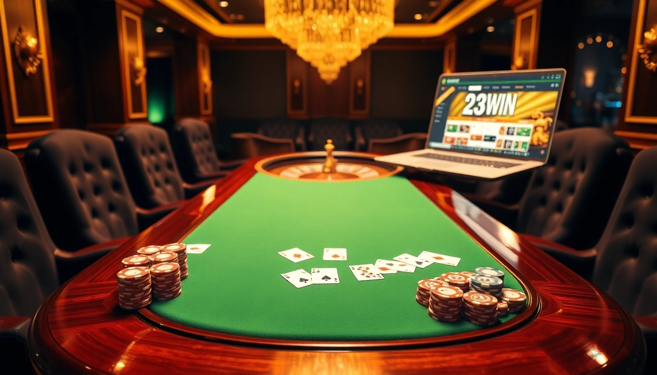 Engage in thrilling poker games at https://23win.cooking/ with vibrant chips and luxurious casino ambiance.