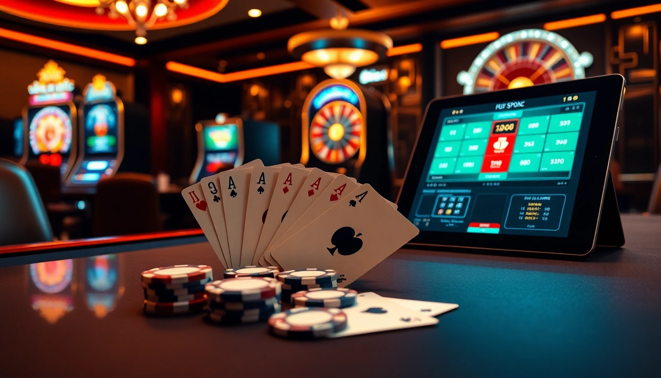 Experience the thrill of betting at trang chủ rr88 with luxurious casino tables and engaging gambling elements.