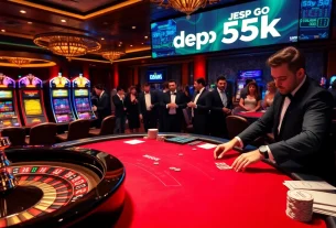 Engaging players as they bet on a high-stakes poker table with depo 5k excitement.