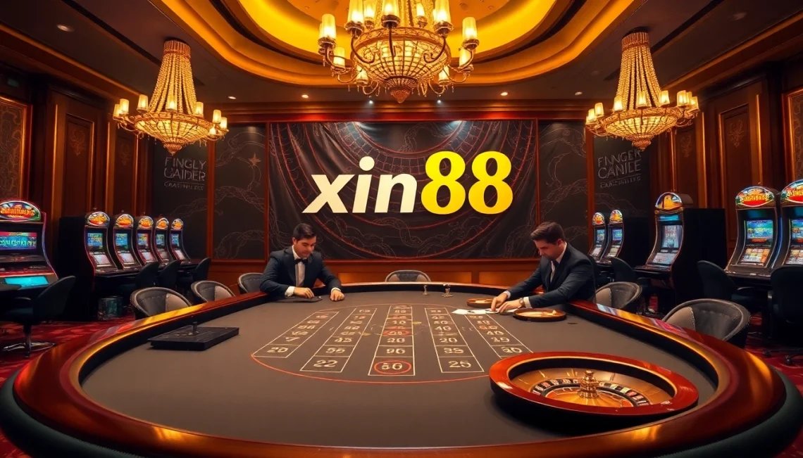 Experience the thrill of gambling with xin88 at an elegant blackjack table surrounded by excitement.